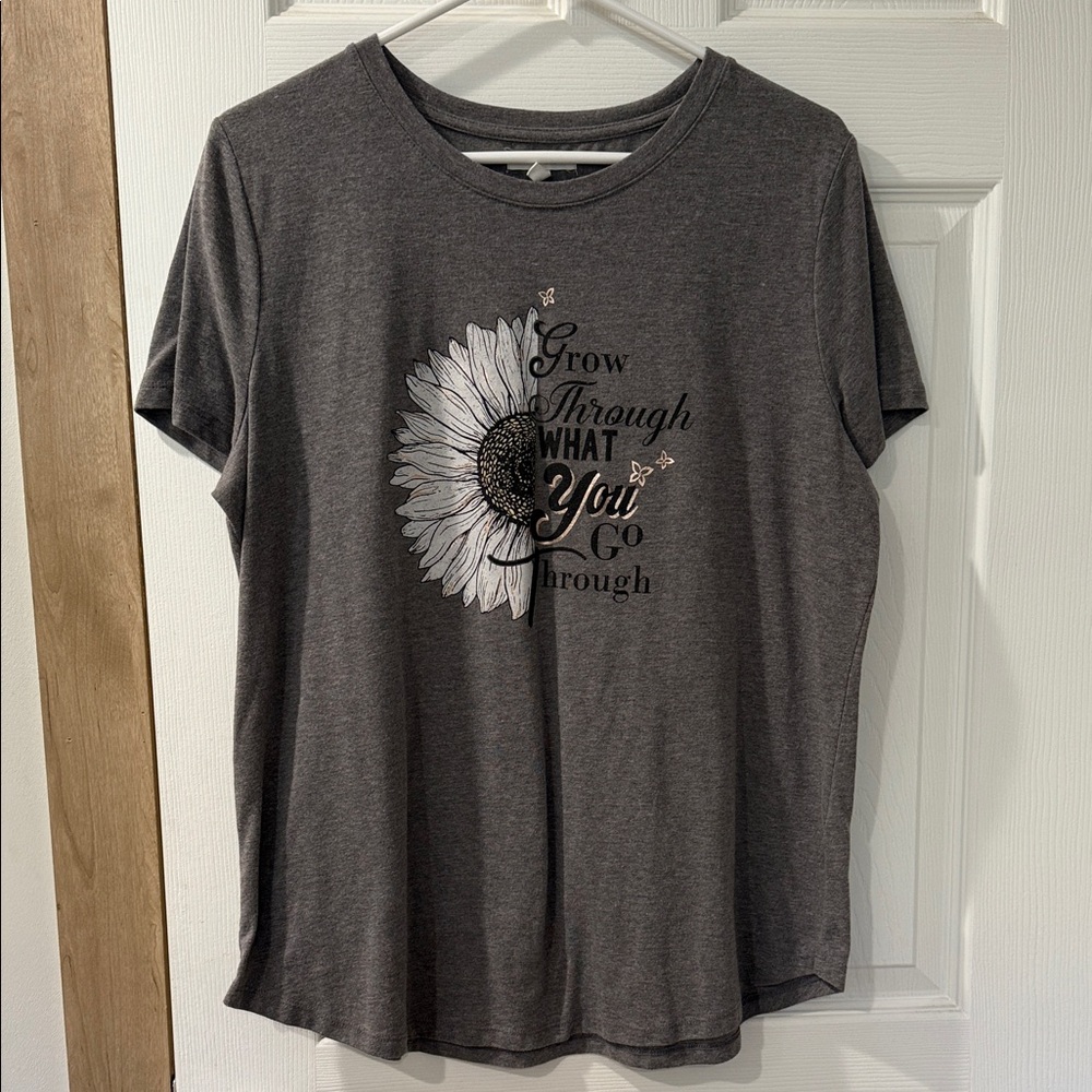 Maurices Charcoal Tee with Sunflower Graphic